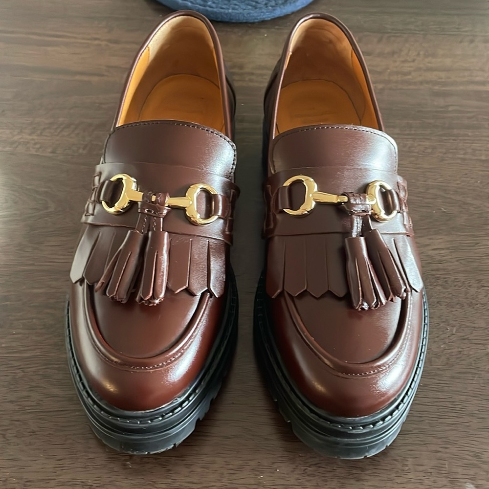 Sezane Amy glossy chocolate Leather Loafers